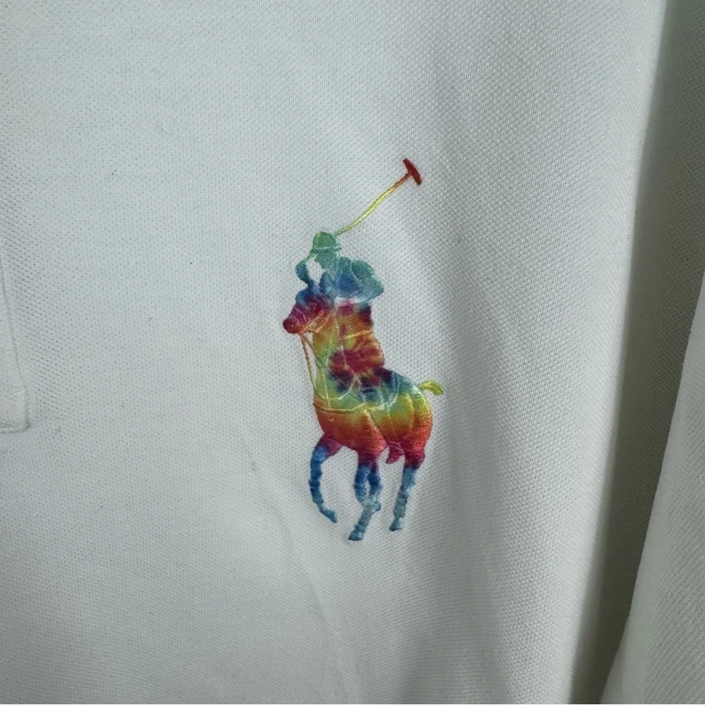 Polo Ralph Lauren White Polo Shirt with Rainbow Logo Limited Edition 3XL RARE